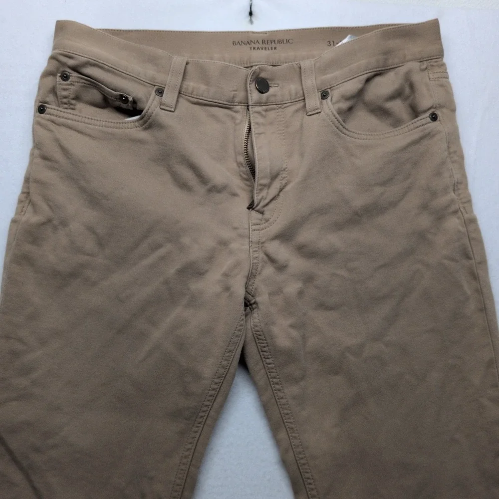 Banana Republic Traveler Slim Fit Chinos Pants Stretch Khaki Mens Sz 31x32